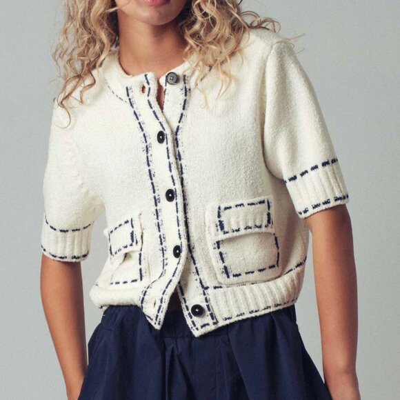 NWT STUNNING HIGH QUALITY KNIT  SHORT SLEEVE CARDI - Picture 1 of 4